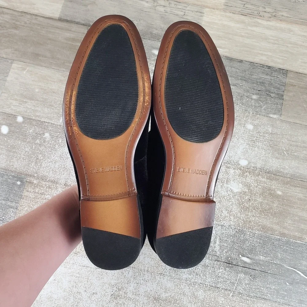 Steve Madden Delrayy‎ Mens Loafers Sz 8 Velvet Slip On Low Top Shoes Horsebit